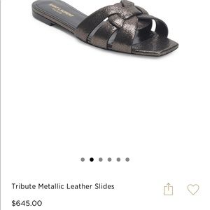 Saint Laurent Metallic Tribute flat slides size 6